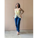 Blusa Bata Sem Alças Em Tule Amarelo Manteiga