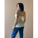 Blusa Bata Sem Alças Em Tule Amarelo Manteiga