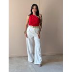 Blusa Nula Manga Em Alfaiataria Vermelho.