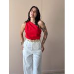 Blusa Nula Manga Em Alfaiataria Vermelho.