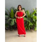 Vestido Midi Adriana Decote Sem Alças Em Alfaiataria Vermelho
