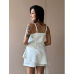 Conjunto Rochele Blusa E Shorts Saia Em Alfaiataria Off White