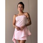 Conjunto Rochele Blusa E Shorts Saia Em Alfaiataria Rosa Claro