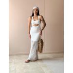 Vestido Midi Rendado Com Abertura Abaixo Do Busto Off White