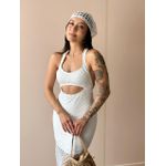 Vestido Midi Rendado Com Abertura Abaixo Do Busto Off White