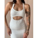 Vestido Midi Rendado Com Abertura Abaixo Do Busto Off White