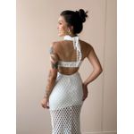 Vestido Midi Em Renda Sem Alças Off White