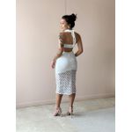 Vestido Midi Em Renda Sem Alças Off White