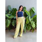 Calça Pantalona Jordana Em Liocel Amarelo Manteiga