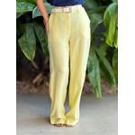 Calça Pantalona Jordana Em Liocel Amarelo Manteiga