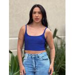 Top Alças Finas Em Poliamida Azul Bic