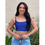 Top Alças Finas Em Poliamida Azul Bic