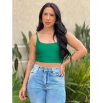 Top Alças Finas Em Poliamida Verde Bandeira