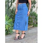 Saia Jeans Midi Ozzo 365 Lavagem Escura 