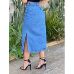 Saia Jeans Midi Ozzo 365 Lavagem Escura 