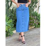 Saia Jeans Midi Ozzo 365 Lavagem Escura 