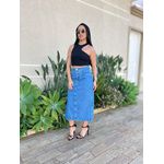 Saia Jeans Midi Ozzo 365 Lavagem Escura 