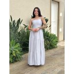 Vestido Longo Micaela Cinza Claro