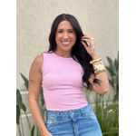 Body Regata Em Malha Anarruga Rosa Claro