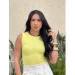 Body Regata Em Malha Anarruga Amarelo