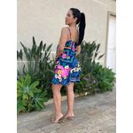 Vestido Curto Giovana Estampado Azul Marinho E Rosa