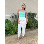 Cropped Alongado Alças Finas Em Poliamida Verde Água