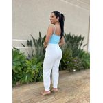 Cropped Alongado Alças Finas Em Poliamida Azul Bebe