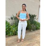 Cropped Alongado Alças Finas Em Poliamida Azul Bebe