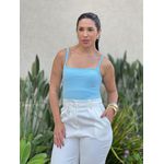 Cropped Alongado Alças Finas Em Poliamida Azul Bebe