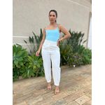 Cropped Alongado Alças Finas Em Poliamida Azul Bebe