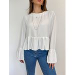 Blusa Chiara manga longa com babado - Branca