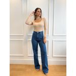 Calça Vih Wide Leg Cintura super alta - Jeans escuro