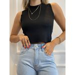 Blusa July regata com tecido canelado - Preto