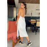 Vestido Malibu Midi Decote Degage Frente única Branco