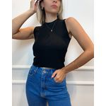 Blusa July regata com tecido canelado - Preto