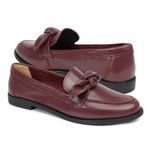 Mocassim Lavínia Couro Bordô