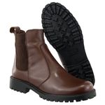Bota Coturno Feminino Em Couro Salto Baixo Café