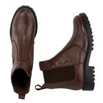 Bota Coturno Feminino Em Couro Salto Baixo Café