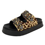 Papete FlatForm Couro Animal Print Onça