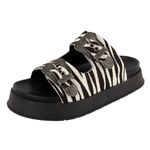 Papete Flatform Couro Animal Print Zebra