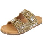 Papete Feminina Pedraria Dourado