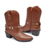 Bota Western Rafaela Couro Caramelo