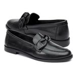 Mocassim Lavínia Couro Preto