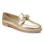 Mocassim Lavínia Couro Dourado