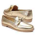 Mocassim Lavínia Couro Dourado