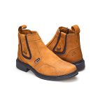  Bota Botina Cano Curto Em Couro Legítimo Telha