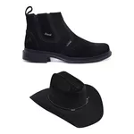 KIT Vaqueiro Botina Em Couro + Chapéu