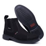  Bota Botina Cano Curto Em Couro Legítimo Preto