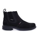  Bota Botina Cano Curto Em Couro Legítimo Preto