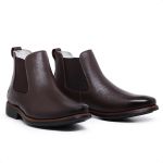 Bota Chelsea Masculina Em Couro Legítimo Forrada Em Couro Café